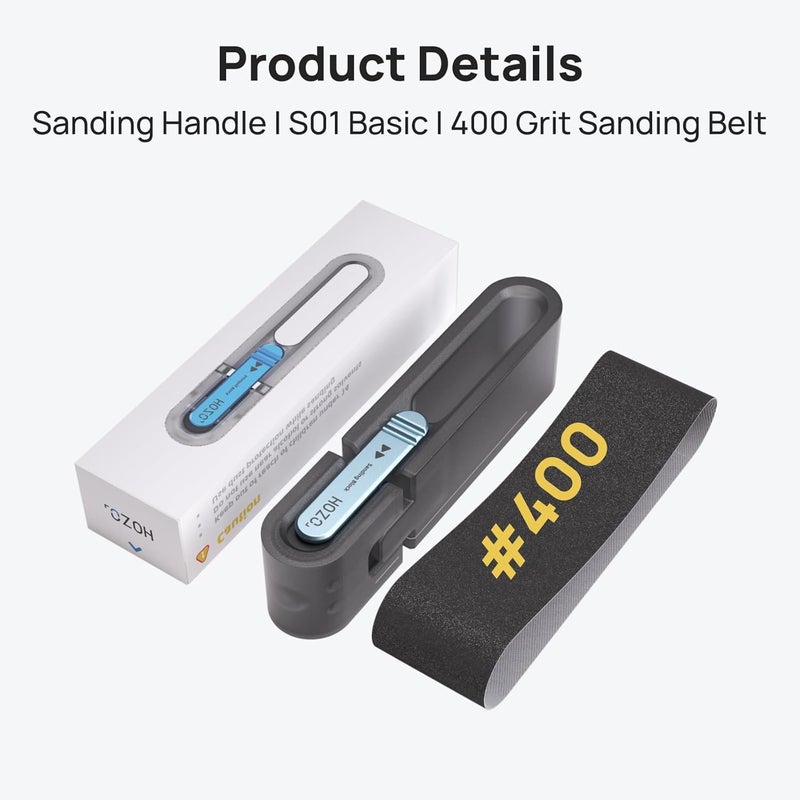 HOZO NeoBlock Sanding Block with Standard Head – Smooths 3D Print Layer Lines, For Flat Surfaces & Small Curves, 5s Quick-Swap Design for Heads & Sandpapers, Includes 1 Pcs 400 Grit Belt - Image 4